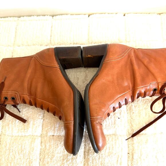 VTG Liz Claiborne Flex Brown Leather Ankle Boots Size 9 Y2K Boho Retro Romantic - Picture 8 of 15
